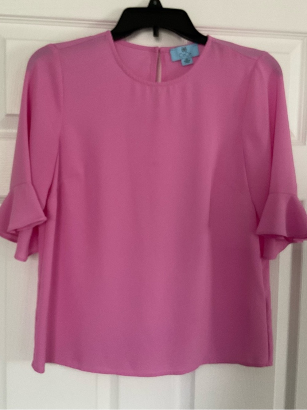 Women's Pink Ruffle-Sleeve Blouse